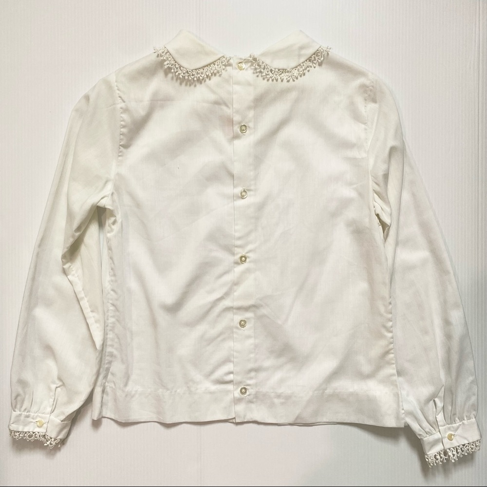 Vintage 60s 70s collared white blouse. - Picture 6 of 11